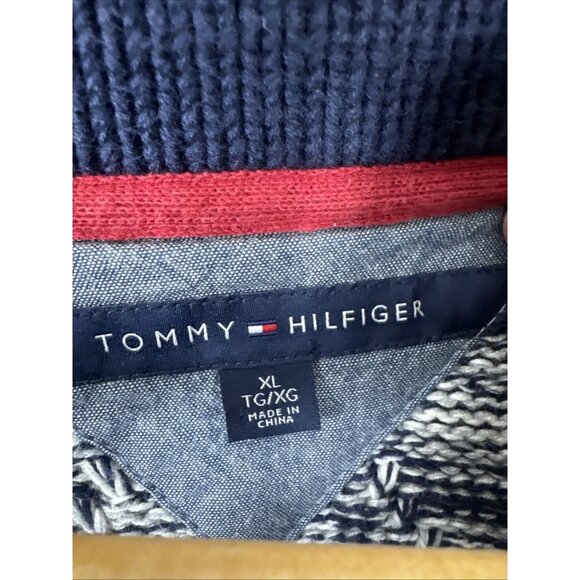 Tommy Hilfiger Shawl Collar Knit Cardigan Navy Red White Striped Men’s XL - Picture 5 of 8